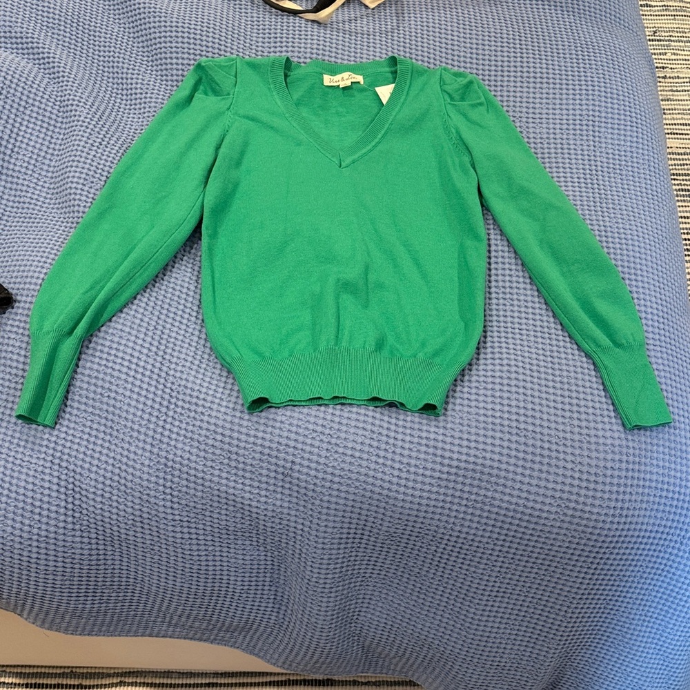 Green V-Neck Women's Sweater